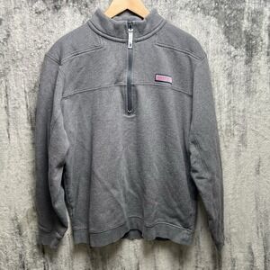 Vineyard Vines Shep Shirt Men's Large Gray 1/4 Zip Preppy Whale Sweatshirt